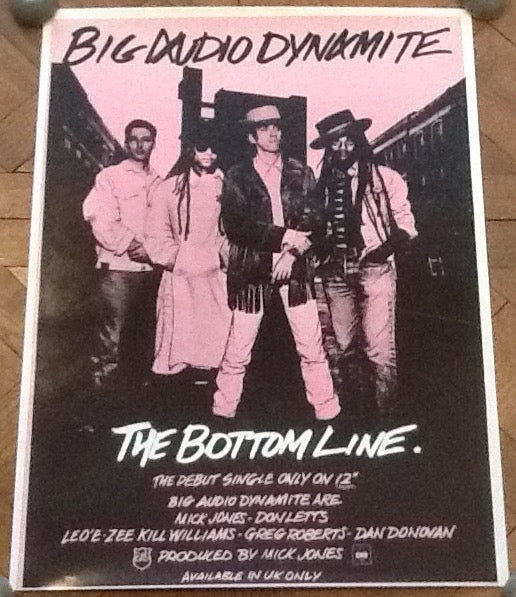 Big Audio Dynamite The Bottom Line Original Promo Poster CBS Records 1983