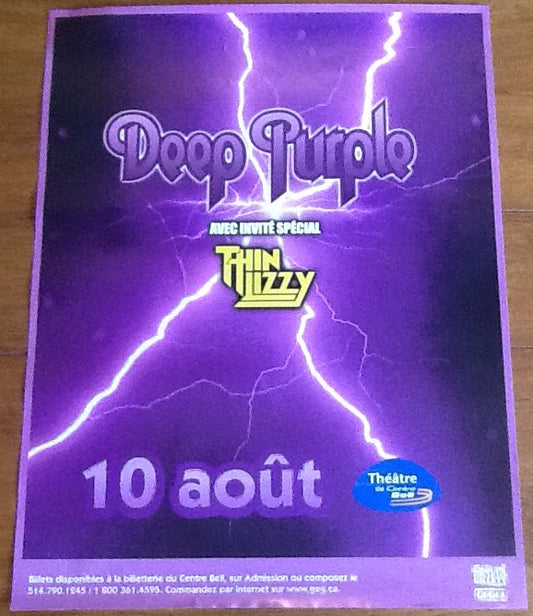 Deep Purple Thin Lizzy Original Concert Tour Gig Poster Centre Bell Theatre Montreal 2004