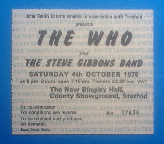 Who Original Used Concert Ticket Stafford 1975