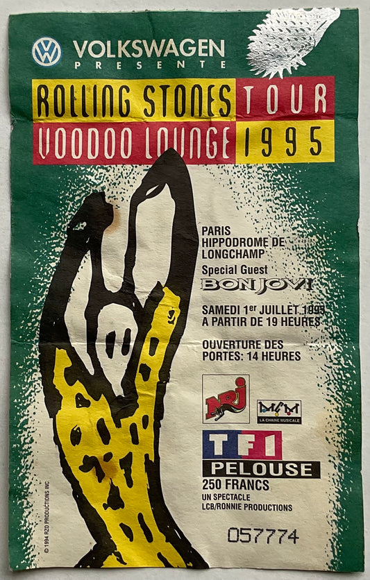 Rolling Stones Original Concert Ticket Hippodrome de Longchamp Paris 1st Jul 1995