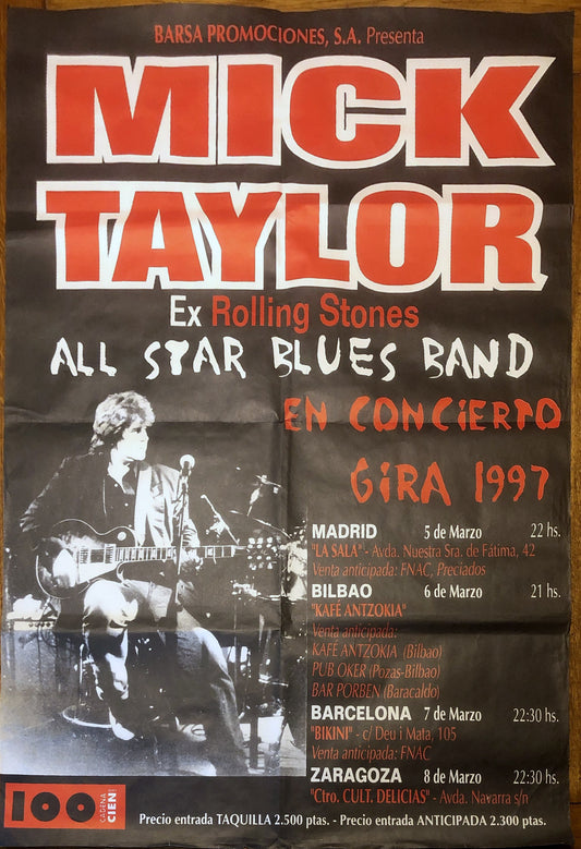 Mick Taylor Original Concert Tour Gig Poster Spain Tour March 1997