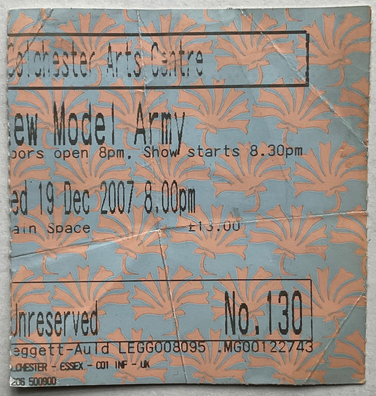 New Model Army Original Used Concert Ticket Colchester Arts Centre 19th Dec 2007