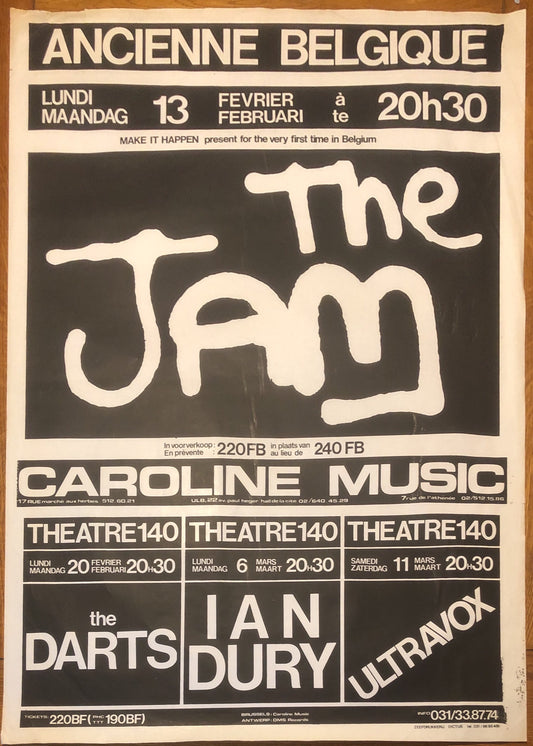 Jam Original Promo Concert Tour Gig Poster Ancienne Belgique Brussels 13th Feb 1978