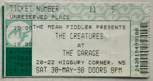 Siouxsie The Creatures Original Used Concert Ticket Garage London 30th May1998