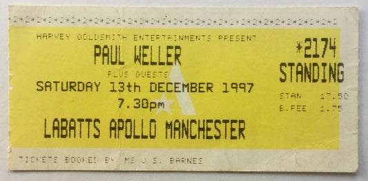 Paul Weller Original Used Concert Ticket Labatts Apollo Manchester 13th Dec 1997