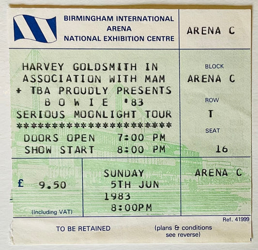 David Bowie Original Used Concert Ticket NEC Birmingham 5th Jun 1983