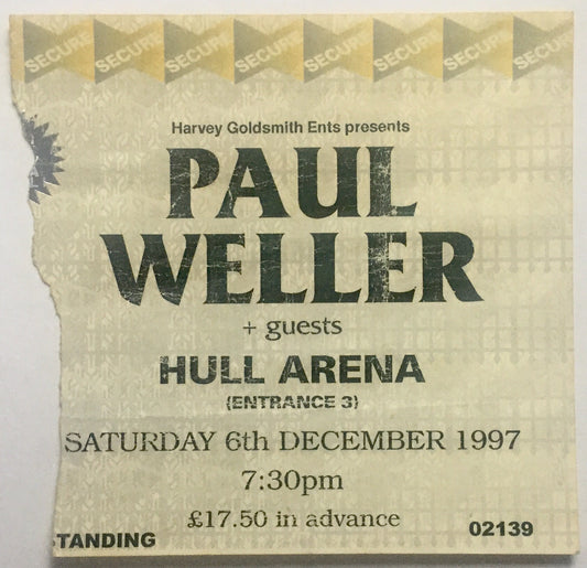 Paul Weller Original Concert Ticket Hull Arena 6th Dec 1997