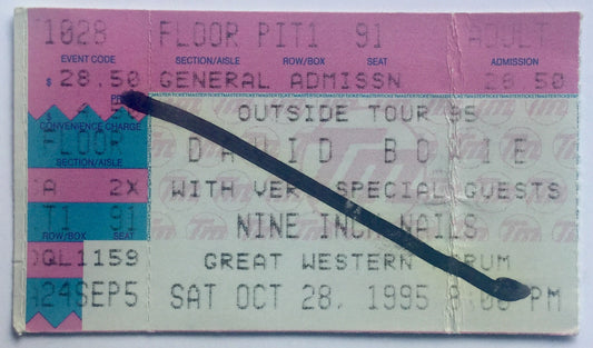 David Bowie Original Used Concert Ticket Great Western Forum Los Angeles 28th Oct 1995