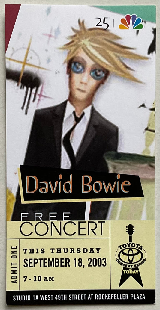 David Bowie Original Used Concert Ticket Rockefeller Centre New York 18th Sep 2003