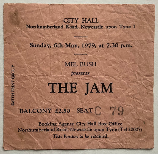 Jam Paul Weller Original Used Concert Ticket City Hall Newcastle 6th May 1979