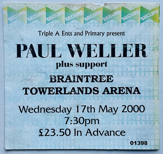 Paul Weller Original Used Concert Ticket Towerlands Arena Braintree 17th May 2000