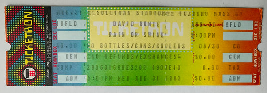 David Bowie Original Unused Concert Ticket Sullivan Stadium Boston 31st Aug 1983
