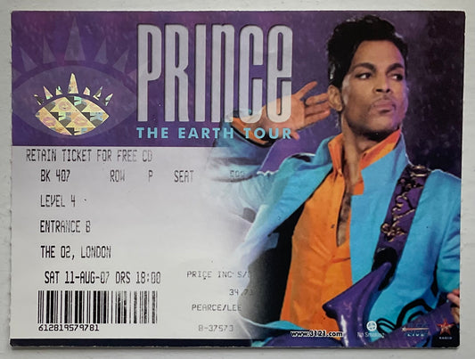 Prince Original Used Concert Ticket O2 Arena London 11th Aug 2007