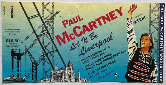 Beatles Paul McCartney Original Used Concert Ticket Kings Dock Liverpool 28th Jun 1990