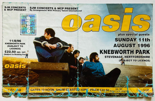Oasis Original Unused Concert Ticket Knebworth Park 11th Aug 1996
