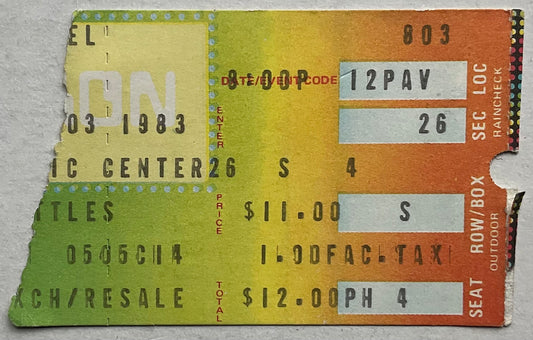 Genesis Peter Gabriel Original Used Concert Ticket Blossom Music Center Cuyahoga Falls 3rd Aug 1983