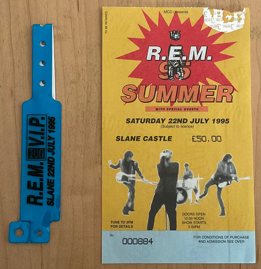 Oasis R.E.M. Original Used Concert Ticket & Wristband Slane Castle Dublin 22nd July 1995