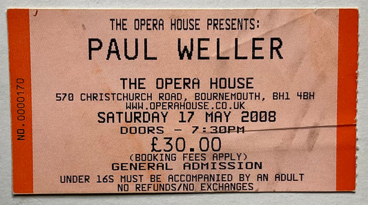 Paul Weller Original Used Concert Ticket Opera House Bournemouth 17th May 2008