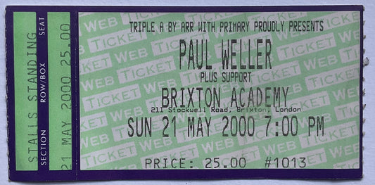 Paul Weller Original Used Concert Ticket Brixton Academy London 21st May 2000