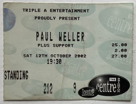 Paul Weller Original Used Concert Ticket Brighton Centre 12th October 2002