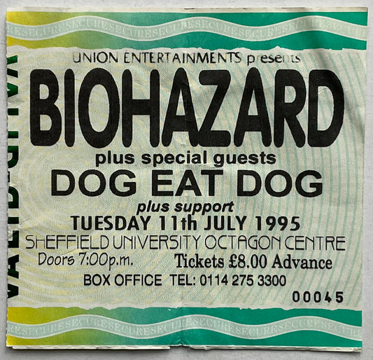 Biohazard Original Used Concert Ticket Octagon Centre Sheffield University 11th July 1995
