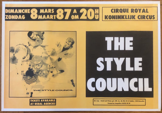 Style Council Original Concert Tour Gig Poster Cirque Royale Brussels 8th Mar 1987