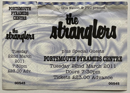 Stranglers Original Unused Concert Ticket Portsmouth Pyramids Centre 22nd Mar 2011