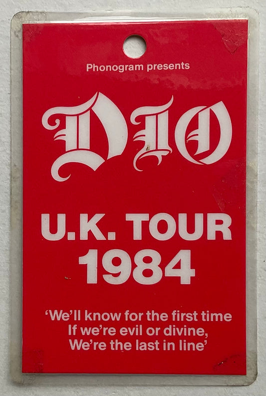 Dio Original Unused Concert Pass Ticket U.K. Tour 1984