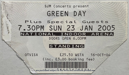 Green Day Original Used Concert Ticket NIA Birmingham 23rd Jan 2005