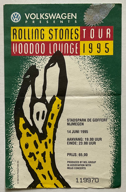 Rolling Stones Original Concert Ticket Stadspark de Goffert Nijmegen 14th Jun 1995