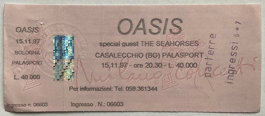 Oasis Original Unused Concert Ticket Palasport Bologna 15th Nov 1997