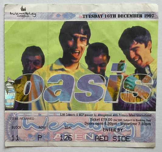 Oasis Original Used Concert Ticket Wembley Arena London 16th Dec 1997