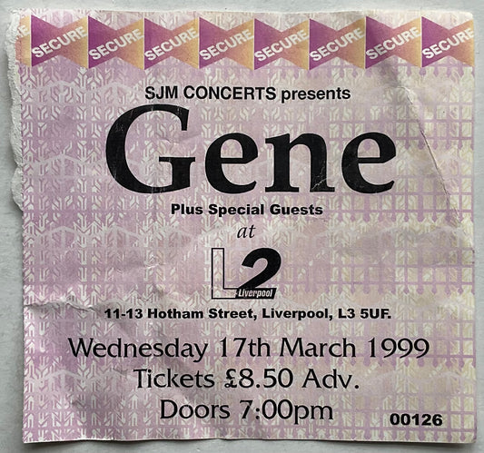 Gene Original Used Concert Ticket L2 Liverpool 17th Mar 1999