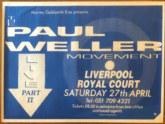 Paul Weller Movement Original Concert Tour Gig Poster Royal Court Theatre Liverpool 27th Apr 1991