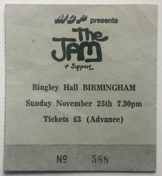 Jam Original Used Concert Ticket Bingley Hall Birmingham 25th Nov 1979