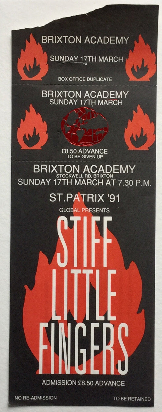 Stiff Little Fingers Original Unused Concert Ticket Brixton Academy London 17th March 1991