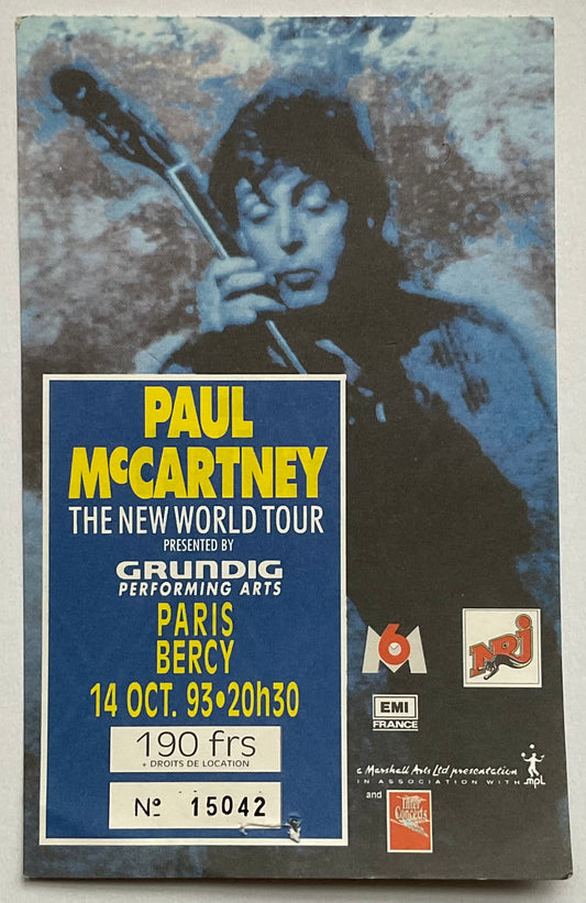 Beatles Paul McCartney Used Concert Ticket Palais Omnisports de Bercy Paris 14 Oct 1993