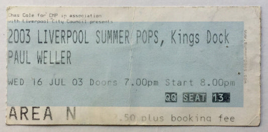 Paul Weller Original Used Concert Ticket Kings Dock Liverpool 16th Jul 2003
