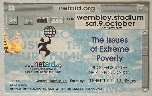 David Bowie Original Used Concert Ticket Wembley Stadium London 9th Oct 1999