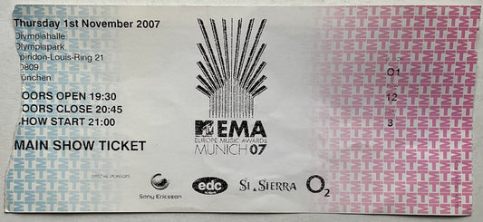 Amy Winehouse Foo Fighters Original Used Concert Ticket Olympiahalle Munich 1st Nov 2007