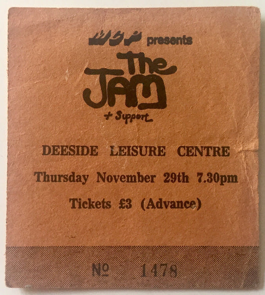 Jam Original Used Concert Ticket Deeside Leisure Centre 29th Nov 1979