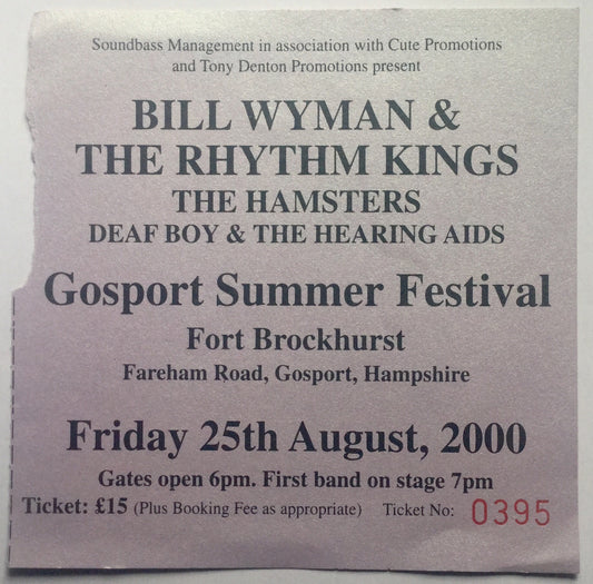 Bill Wyman Original Used Concert Ticket Gosport Summer Festival 25th Aug 2000