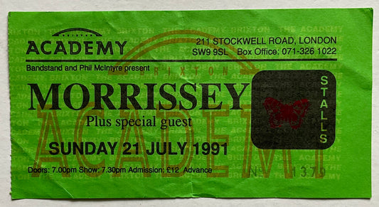 Smiths Morrissey Original Concert Ticket Brixton Academy London 21st July 1991
