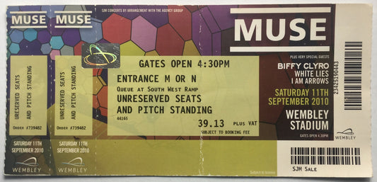 Muse Original Used Concert Ticket Wembley Stadium London 11th Sept 2010