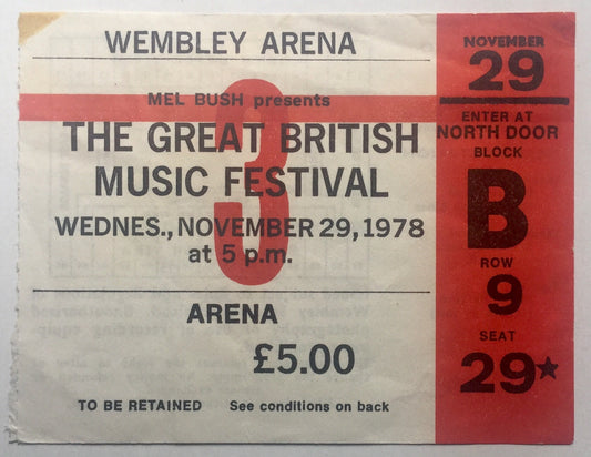 Jam Generation X Original Used Concert Ticket Wembley Arena London 29th Nov 1978