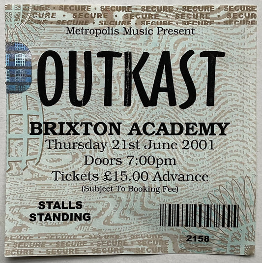 Outkast Original Used Concert Ticket Brixton Academy London 21st Jun 2001