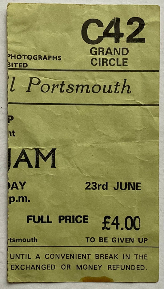 Jam Original Used Concert Ticket Guildhall Portsmouth 23rd Jun 1981