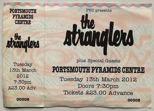 Stranglers Original Unused Concert Ticket Portsmouth Pyramids Centre 13th Mar 2012