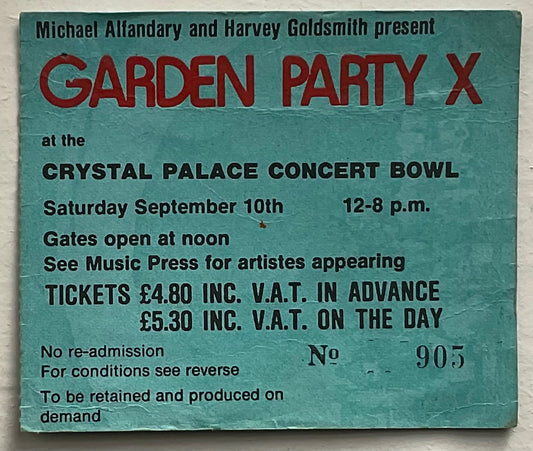 Santana Elvis Costello Brand X Original Concert Ticket Crystal Palace 10th Sep 1977