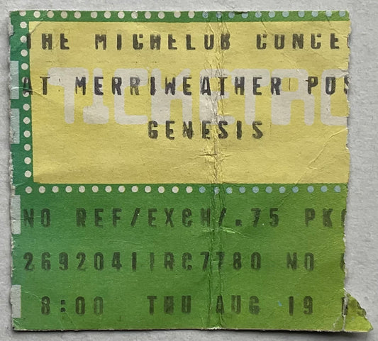 Genesis Original Used Concert Ticket Merriweather Post Pavilion Columbia 19th Aug 1982